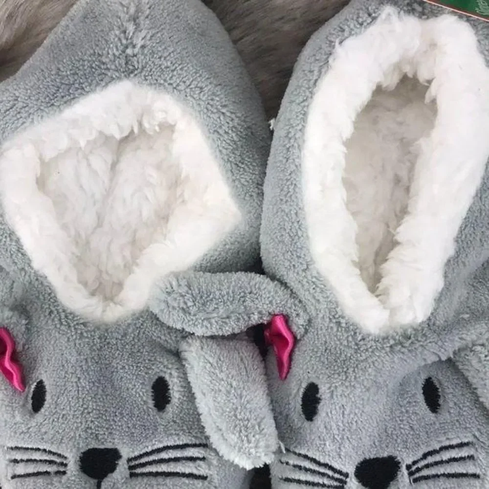Holiday Time Kids Snow Bunny‎ Slipper Socks sz 7/3